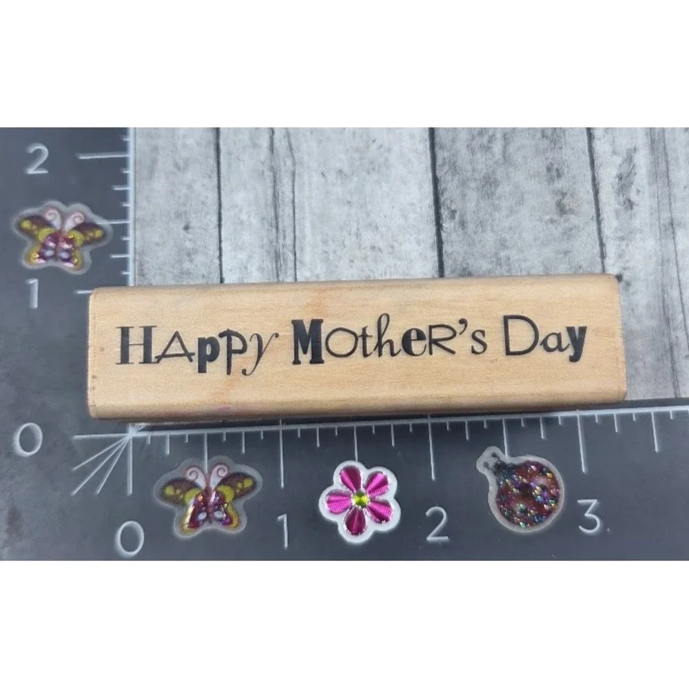Inkadinkado Happy Mother's Day Funky Script Rubber Stamp #H99